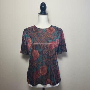 Dina Ariel Paisley Floral Sheer Top Medium